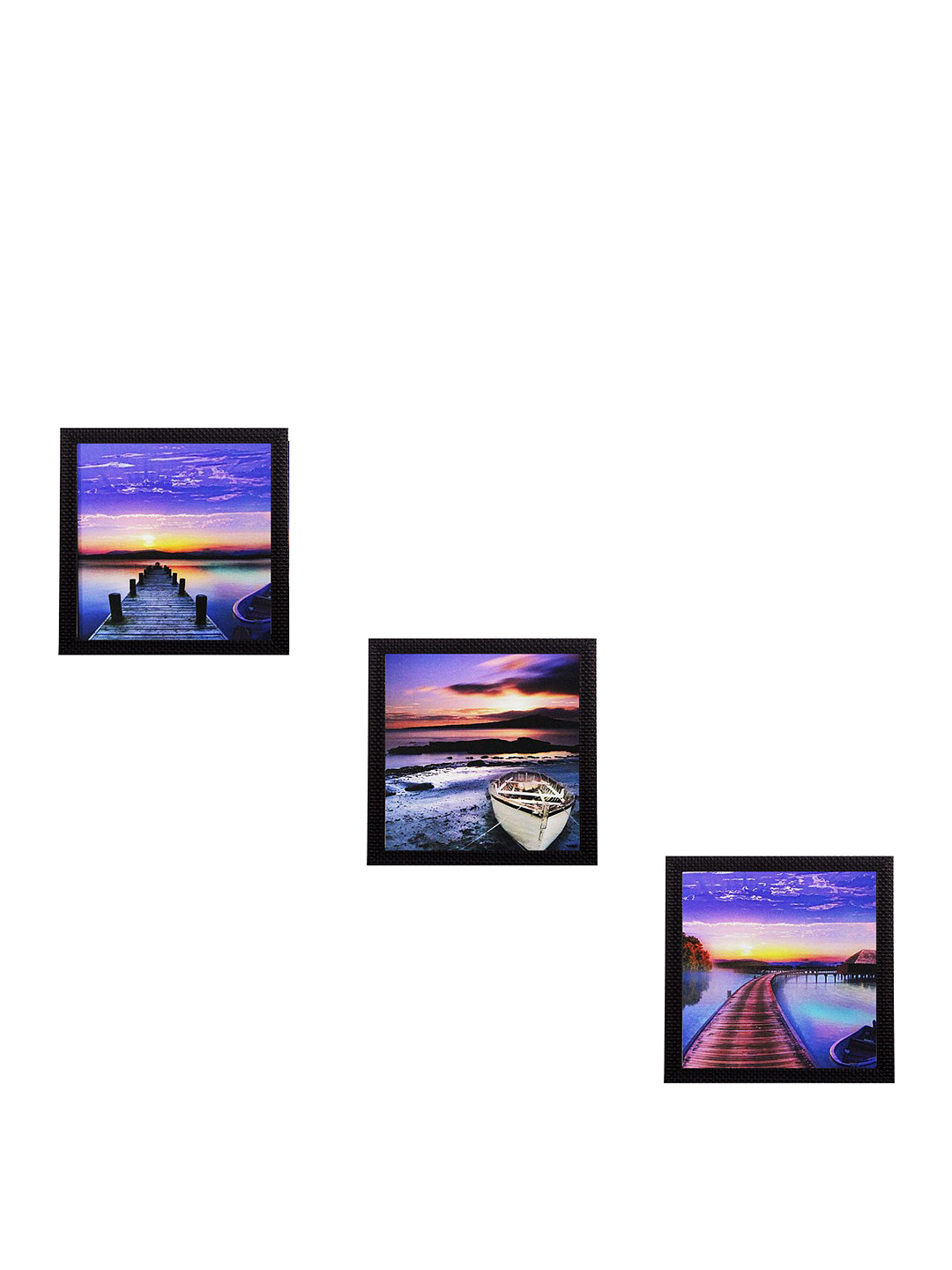 eCraftIndia Synthetic Wood 3 Piece Wall Square Paintings Wall Art