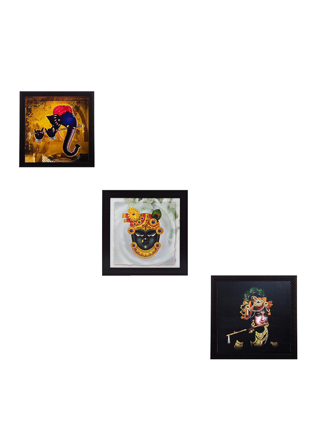 eCraftIndia Multicoloured Set of 3 Religious UV Wall Art