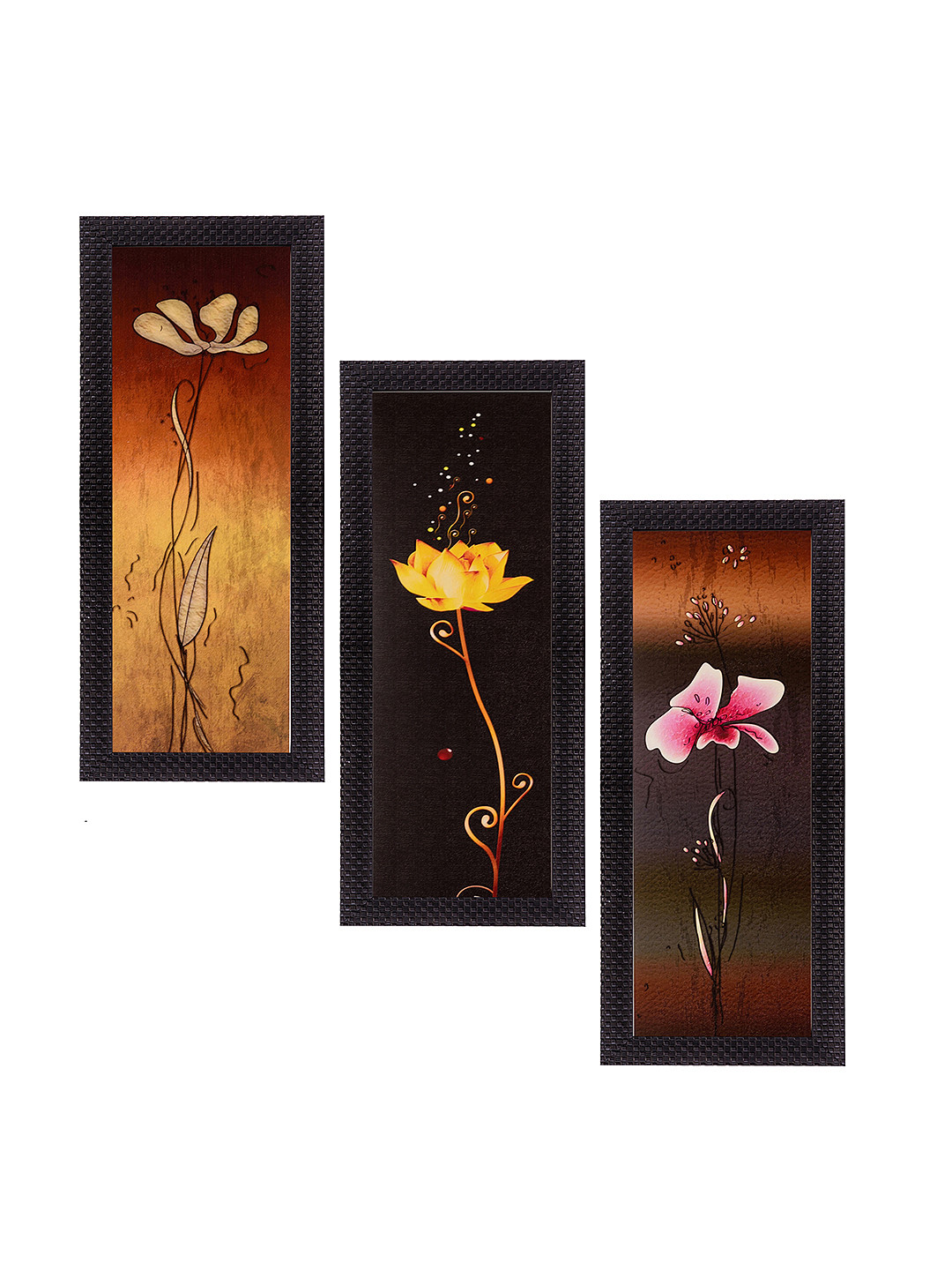 eCraftIndia Satin Matt Synthetic Wood 3 Piece Wall Rectangle Paintings Wall Art