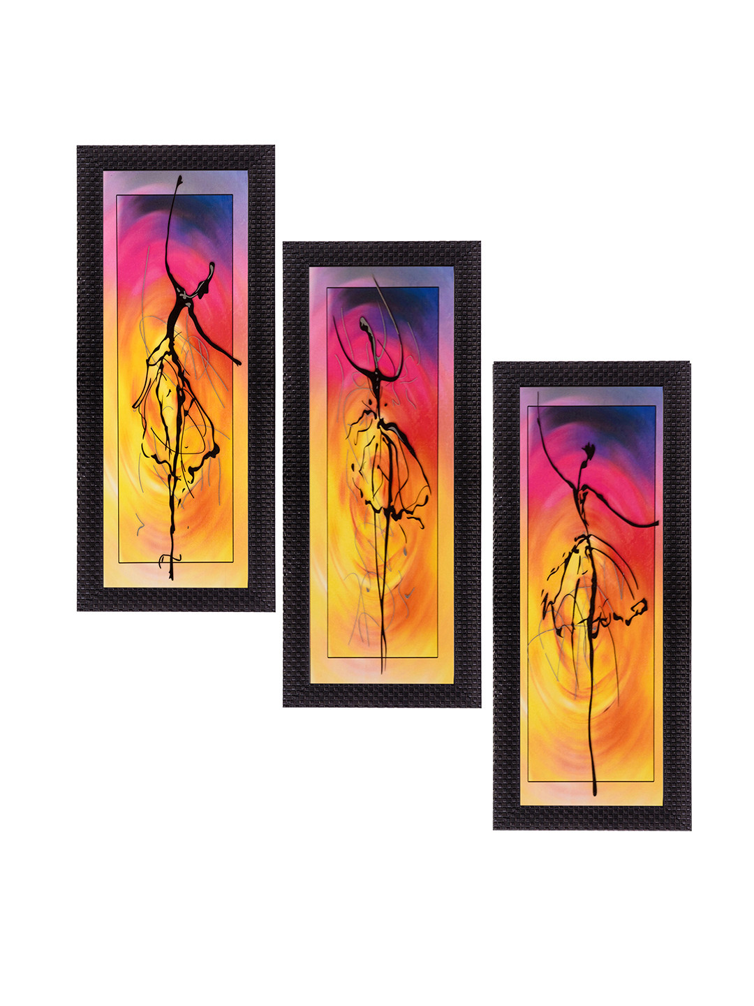 eCraftIndia Multicoloured Set of 3 Tribal UV Wall Art