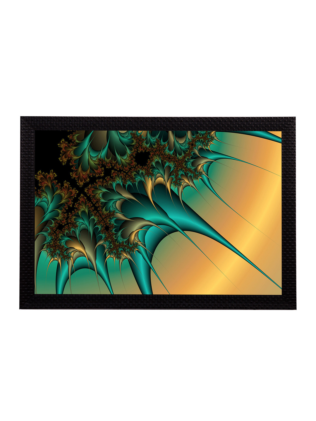 eCraftIndia Green & Yellow Abstract UV Wall Art