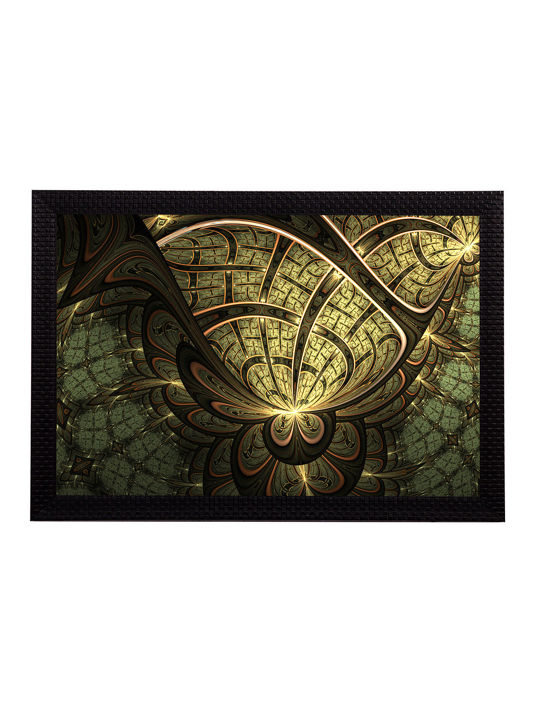 eCraftIndia Green Synthetic Wood Wall Living Room Rectangle Paintings Wall Art -10 x 13In