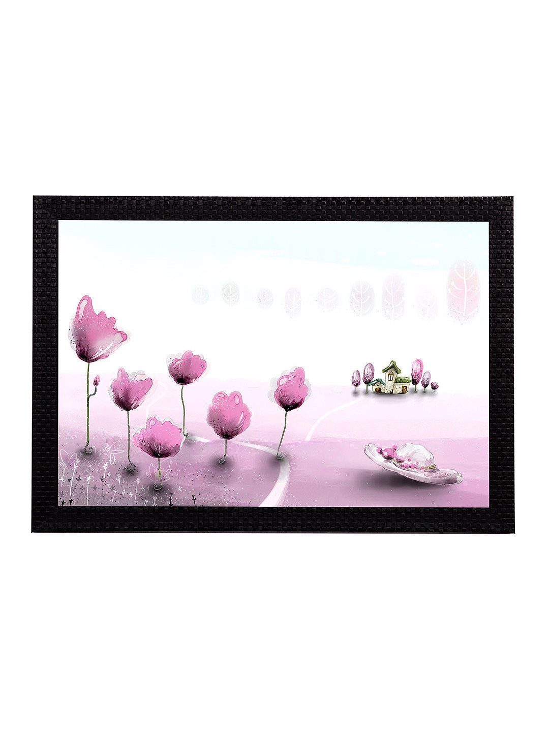eCraftIndia Pink Floral UV Wall Art