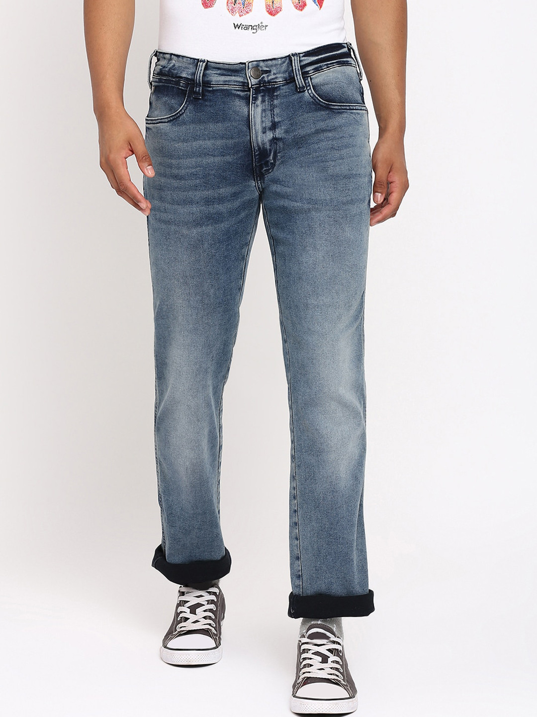Wrangler Men Blue Heavy Fade Stretchable Jeans