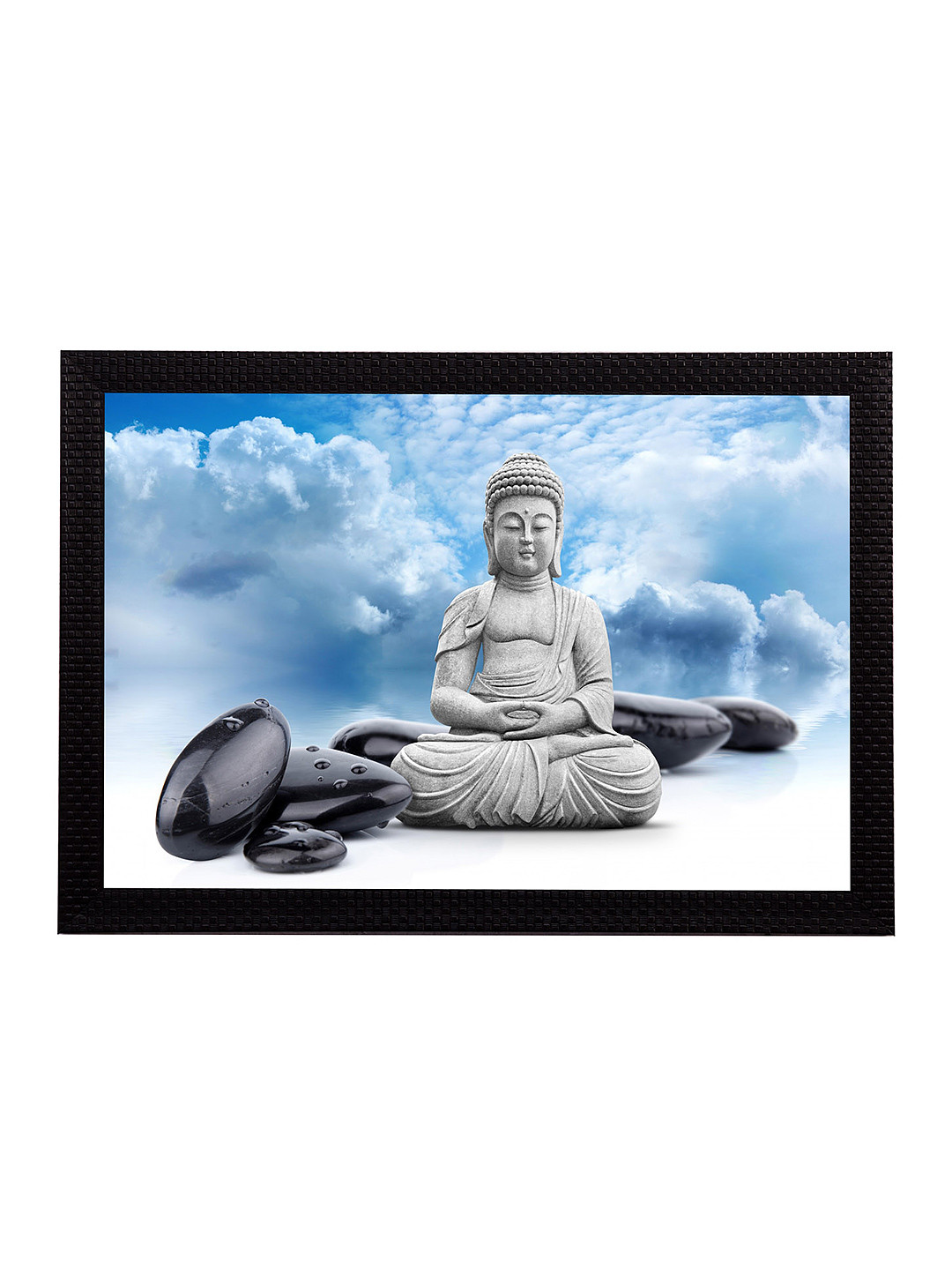 eCraftIndia White & Blue Lord Buddha UV Wall Art