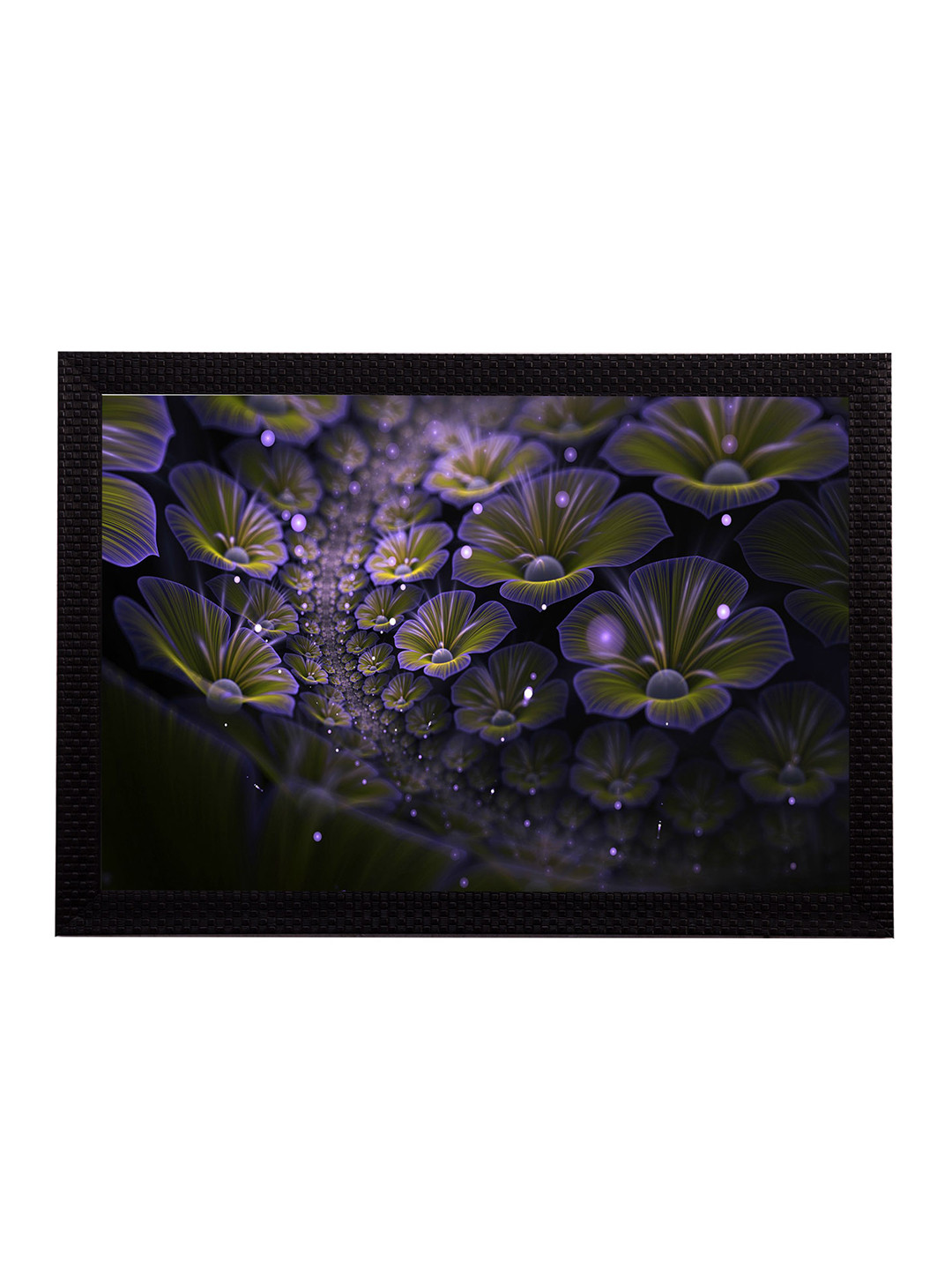 eCraftIndia Green & Purple Floral UV Wall Art