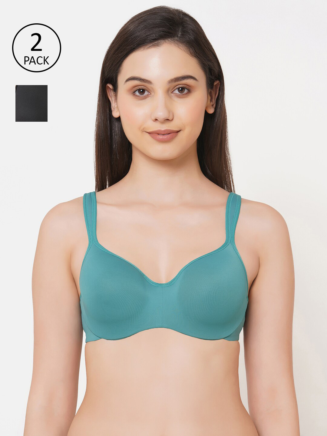 SOIE Women Full Coverage Padded Wired Sweetheart Neckline Seamless Cups Bra-Pack of 2