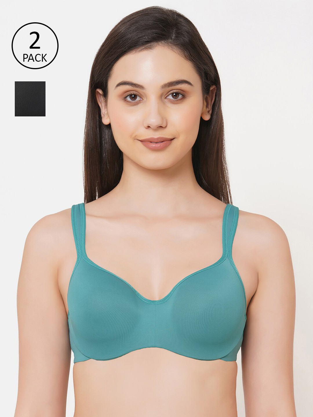 Soie Full Coverage Padded Wired Sweetheart Neckline Seamless Cups Bra-Pack of 2