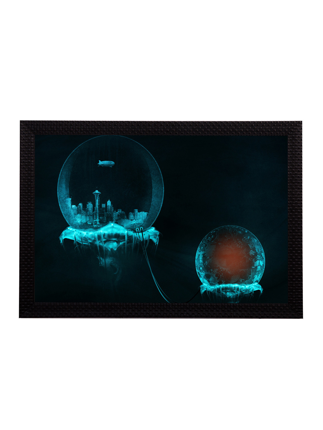 eCraftIndia Black & Blue Neon View UV Wall Art