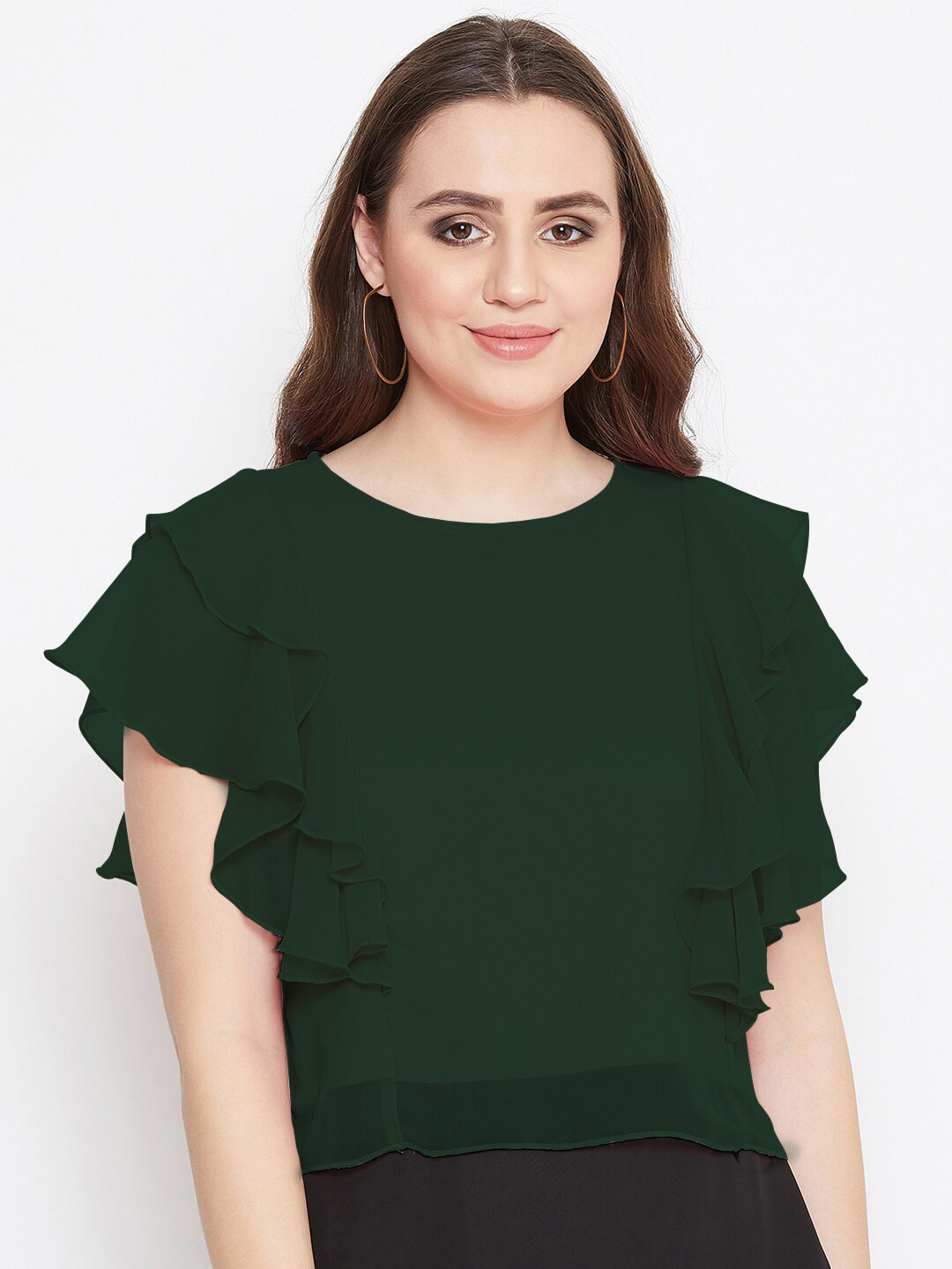 Bitterlime Green Ruffles Top