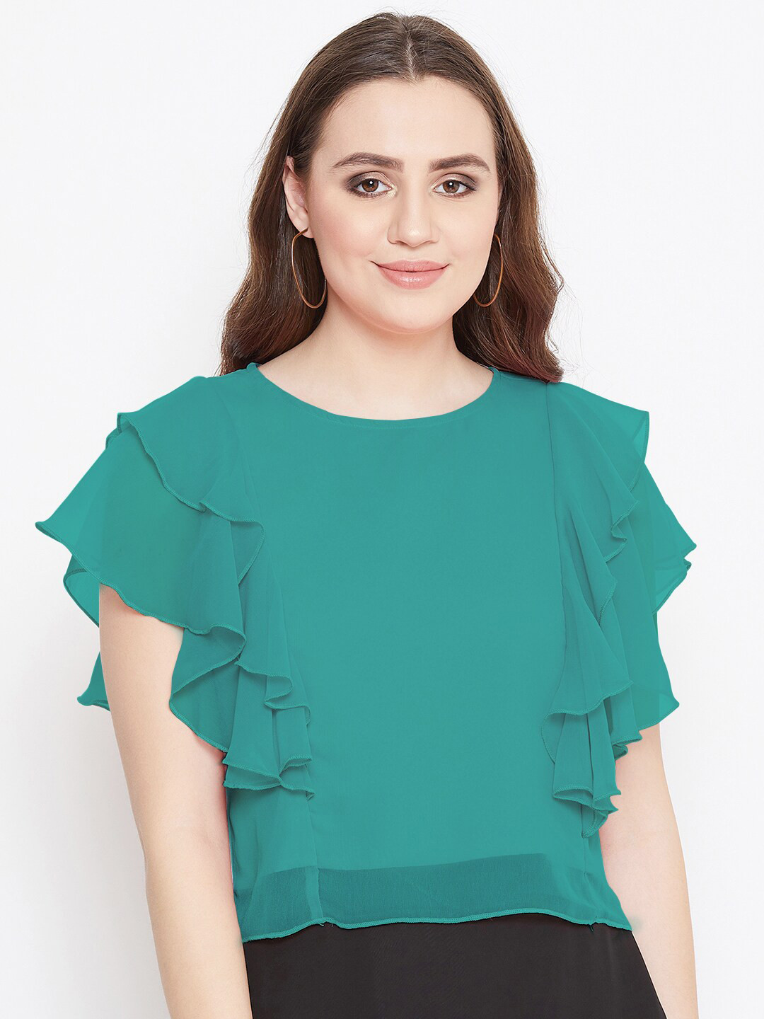 Bitterlime Green Ruffles Top