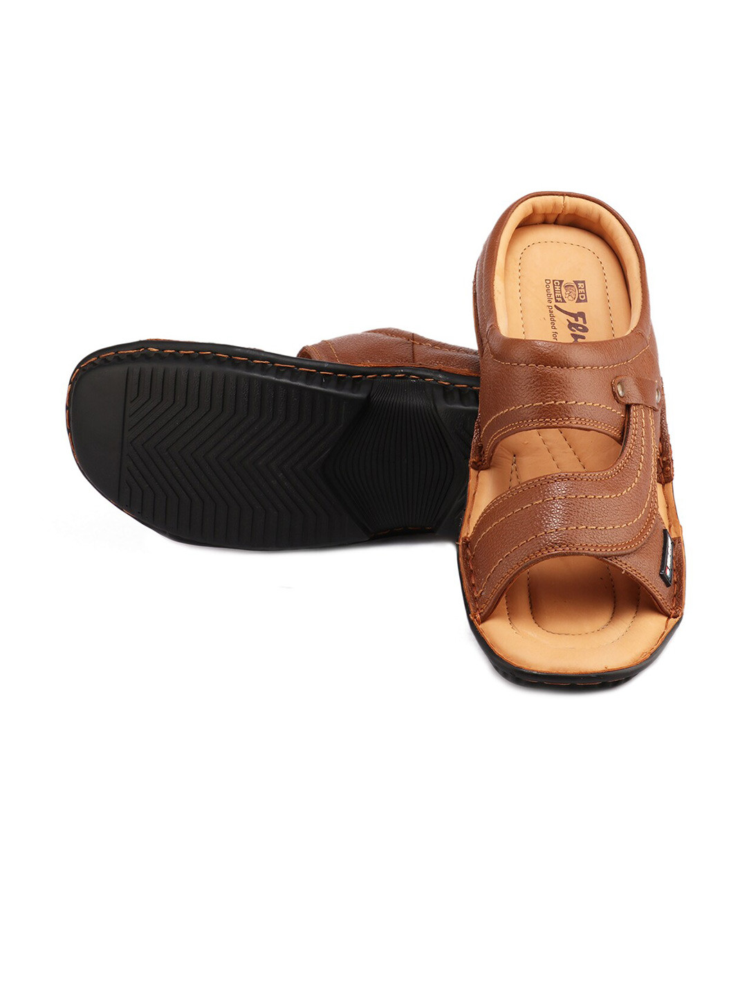 Red Chief Men Brown & Black Thong Flip-Flops