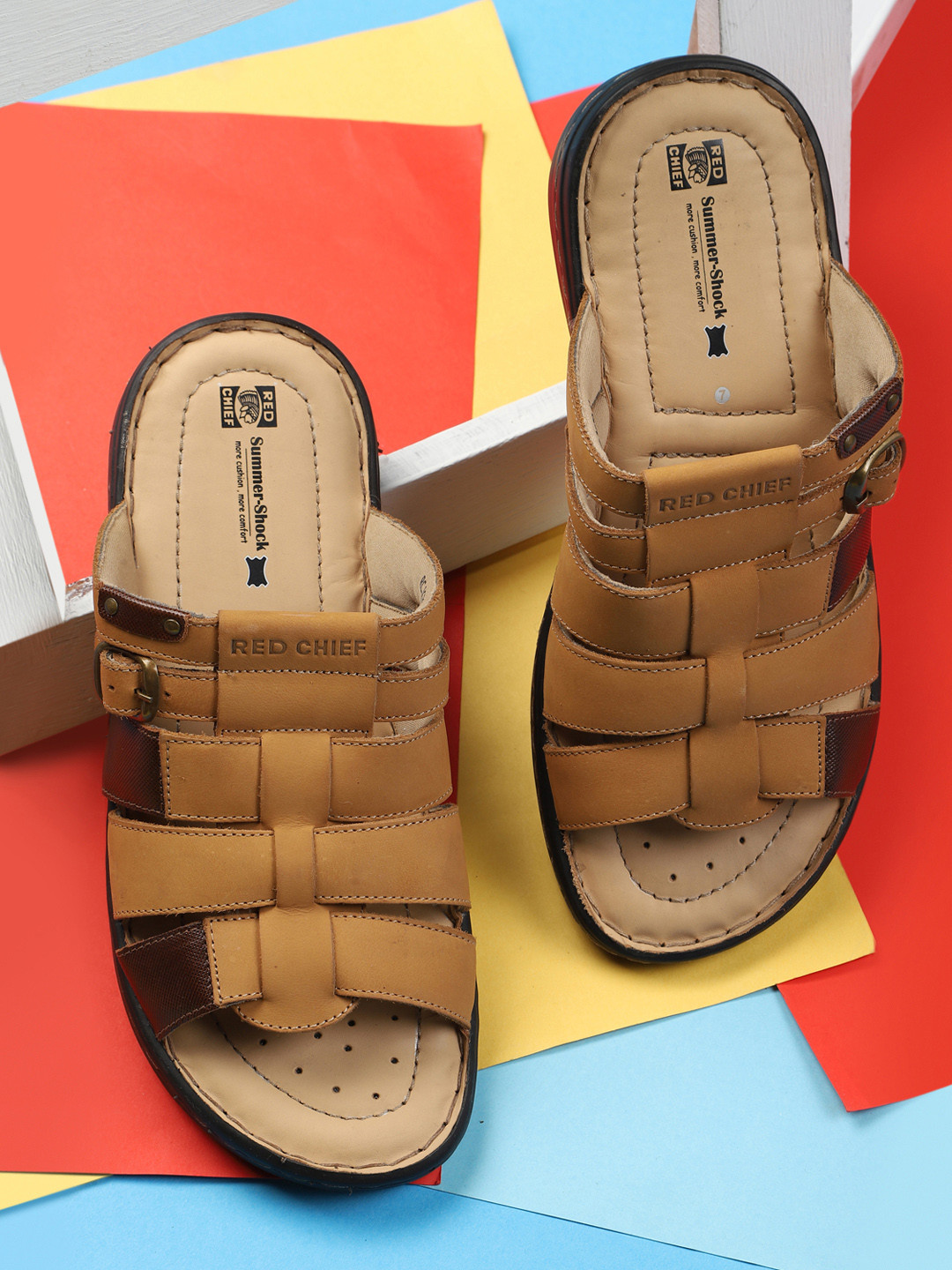 Red Chief Men Brown & Black Fisherman Sandals