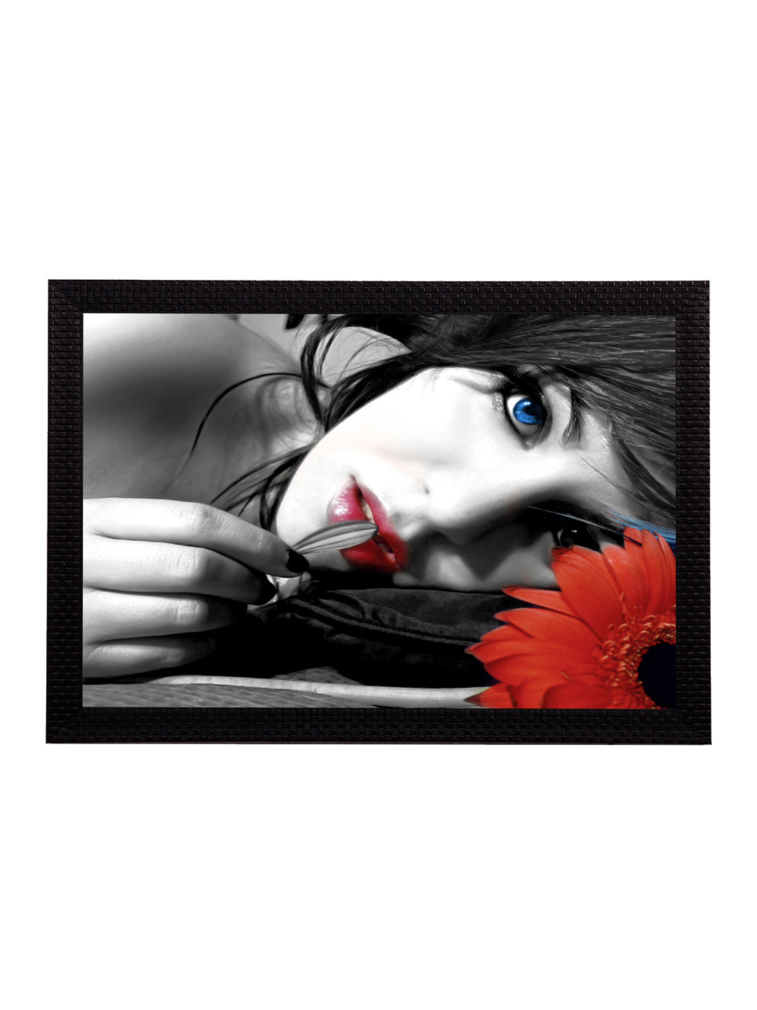eCraftIndia Grey & Red Girl UV Wall Art