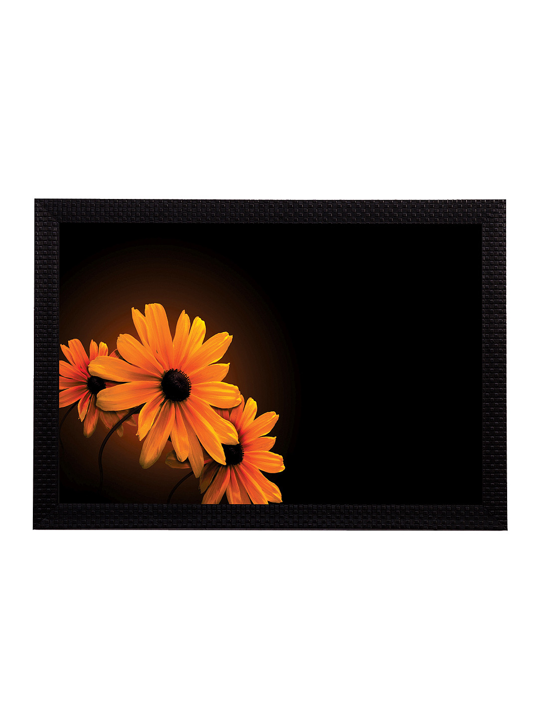 eCraftIndia SunflowerIn Dark Synthetic Wood Rectangle Paintings Wall Art - 14 x 20In