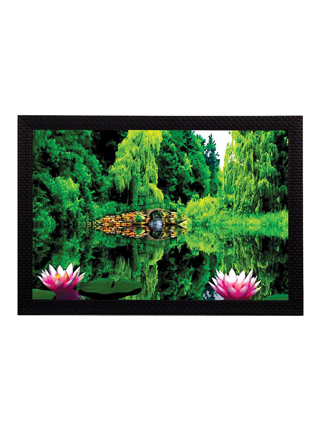 eCraftIndia Greenery Synthetic Wood Wall Rectangle Paintings Wall Art - 14 x 20In