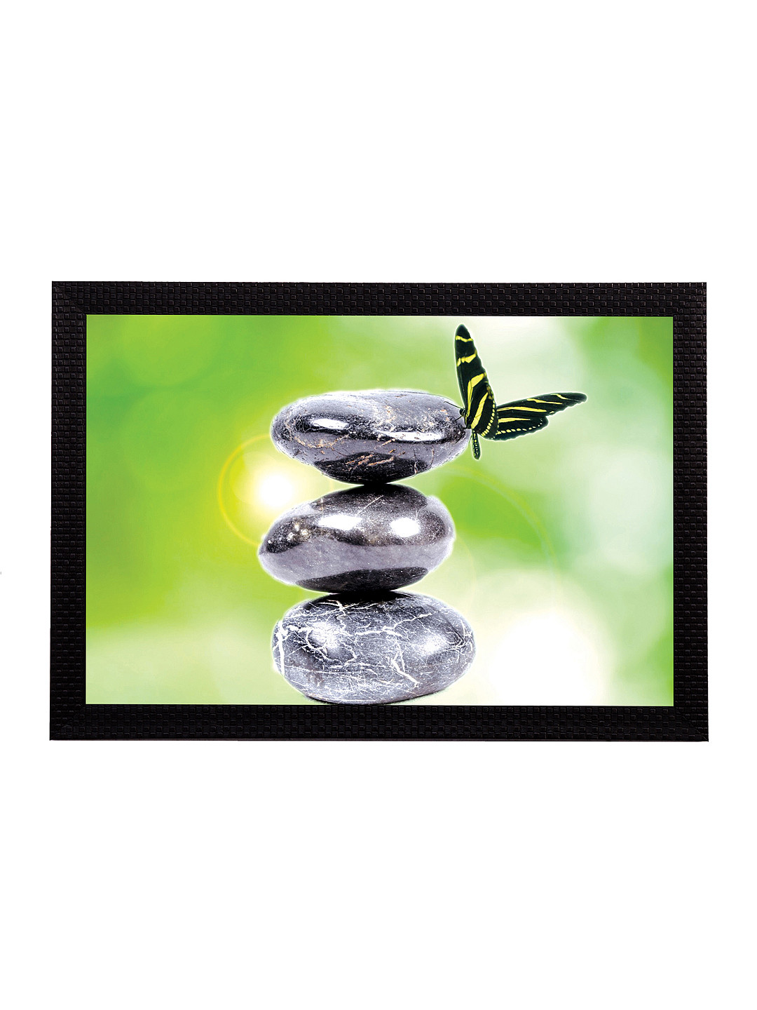 eCraftIndia Multicoloured Stone & Butterfly UV Wall Art