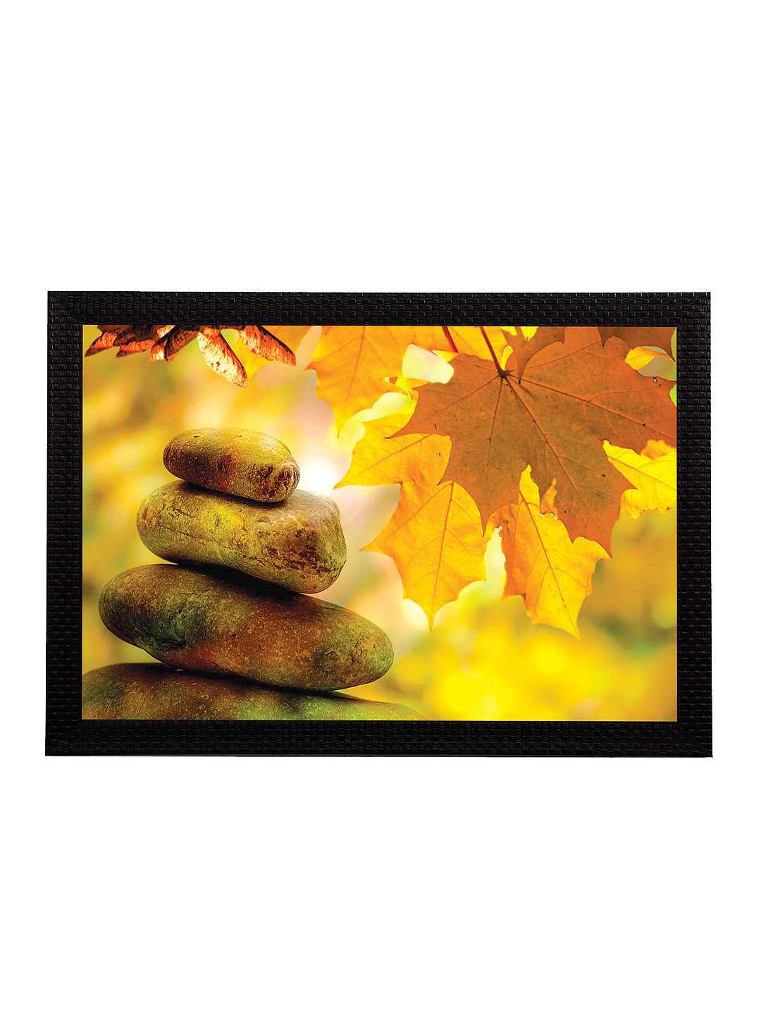 eCraftIndia Maple Leaves Synthetic Wood Wall Rectangle Paintings Wall Art -14x20In