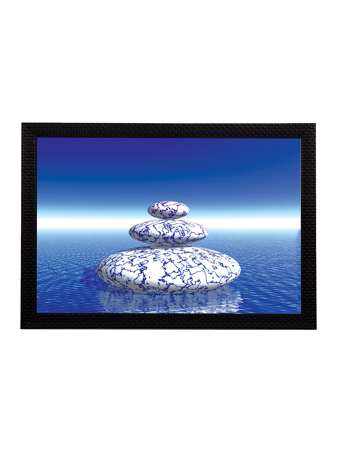 eCraftIndia Blue & White Stone UV Wall Art