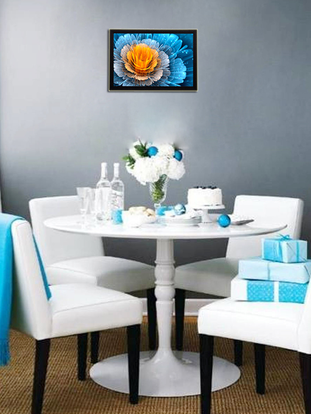 eCraftIndia Multicoloured Glowing Flower UV Wall Art