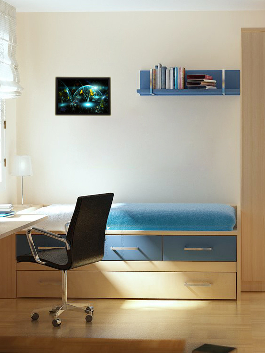 eCraftIndia Multicoloured Neon Glowing Floral UV Wall Art