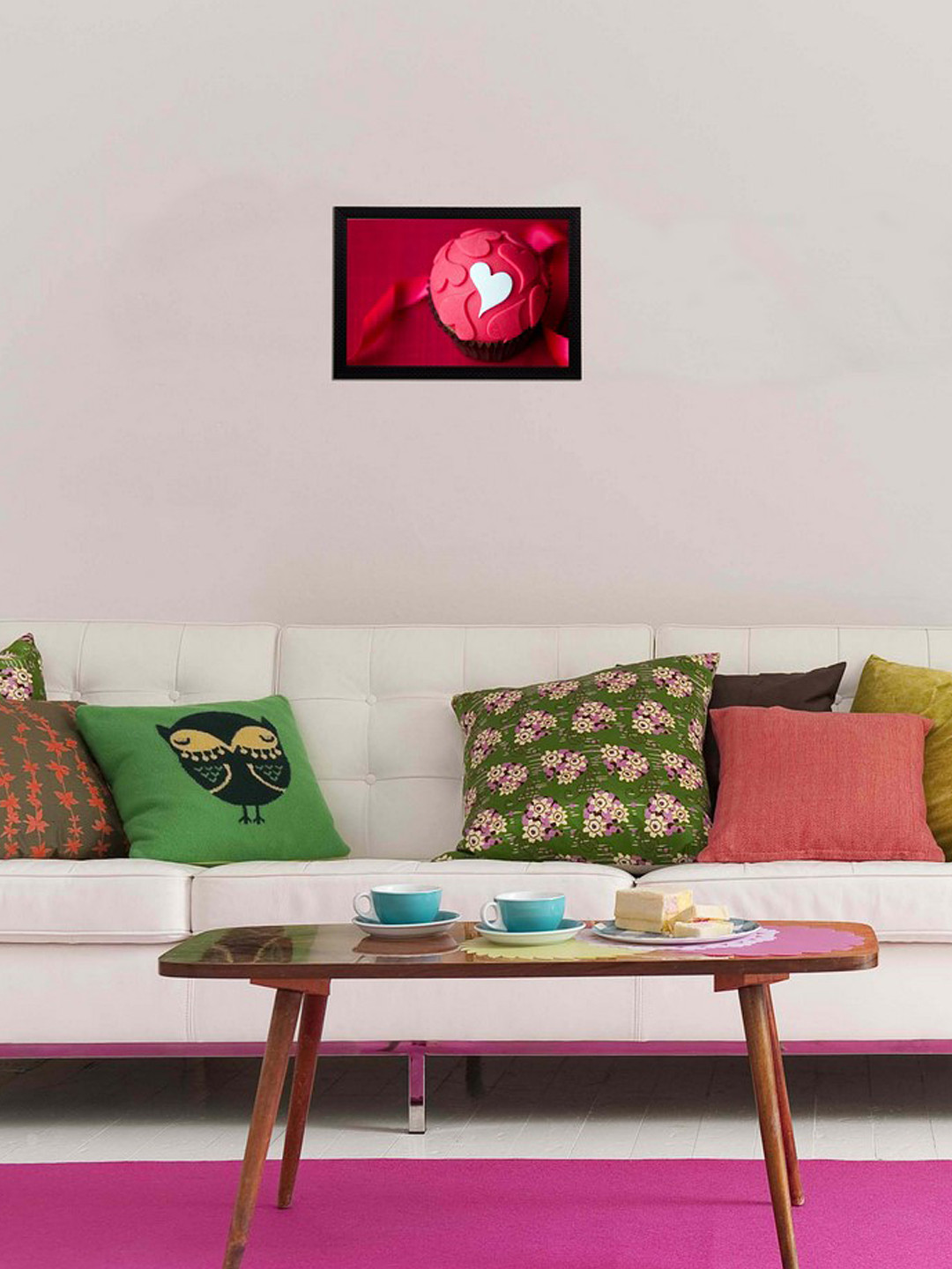 eCraftIndia Pink Synthetic Wood Wall Living Room Rectangle Paintings Wall Art -20 x 13In