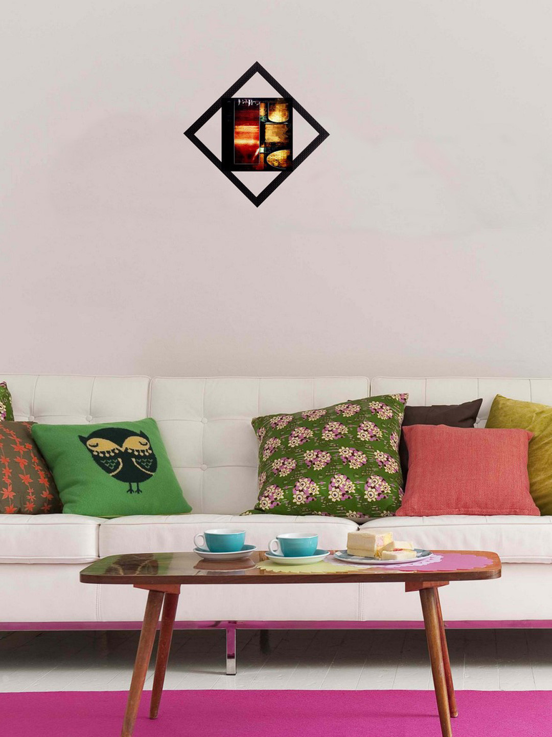 eCraftIndia Synthetic Wood Wall Square Paintings Wall Art -12 x 12In