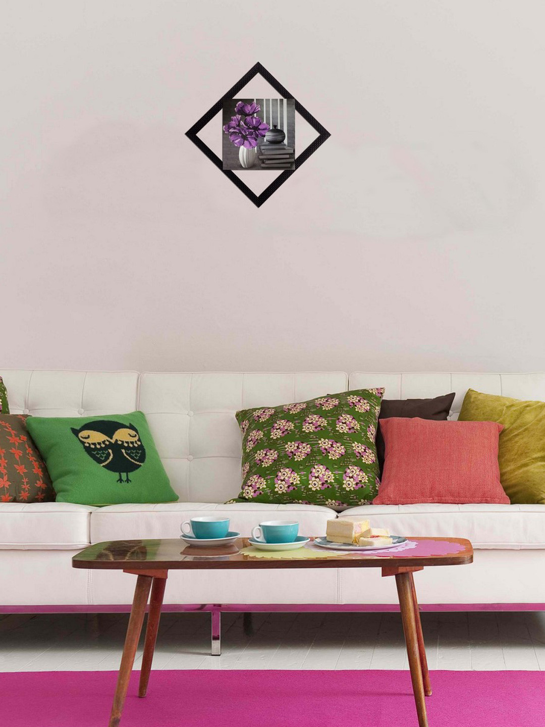 eCraftIndia Synthetic Wood Wall Square Paintings Wall Art -12 x 12In