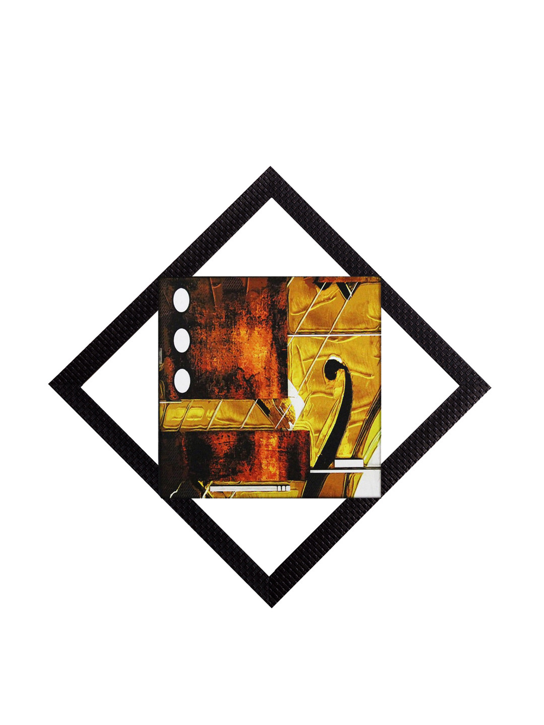 eCraftIndia Yellow & Black Abstract UV Wall Art