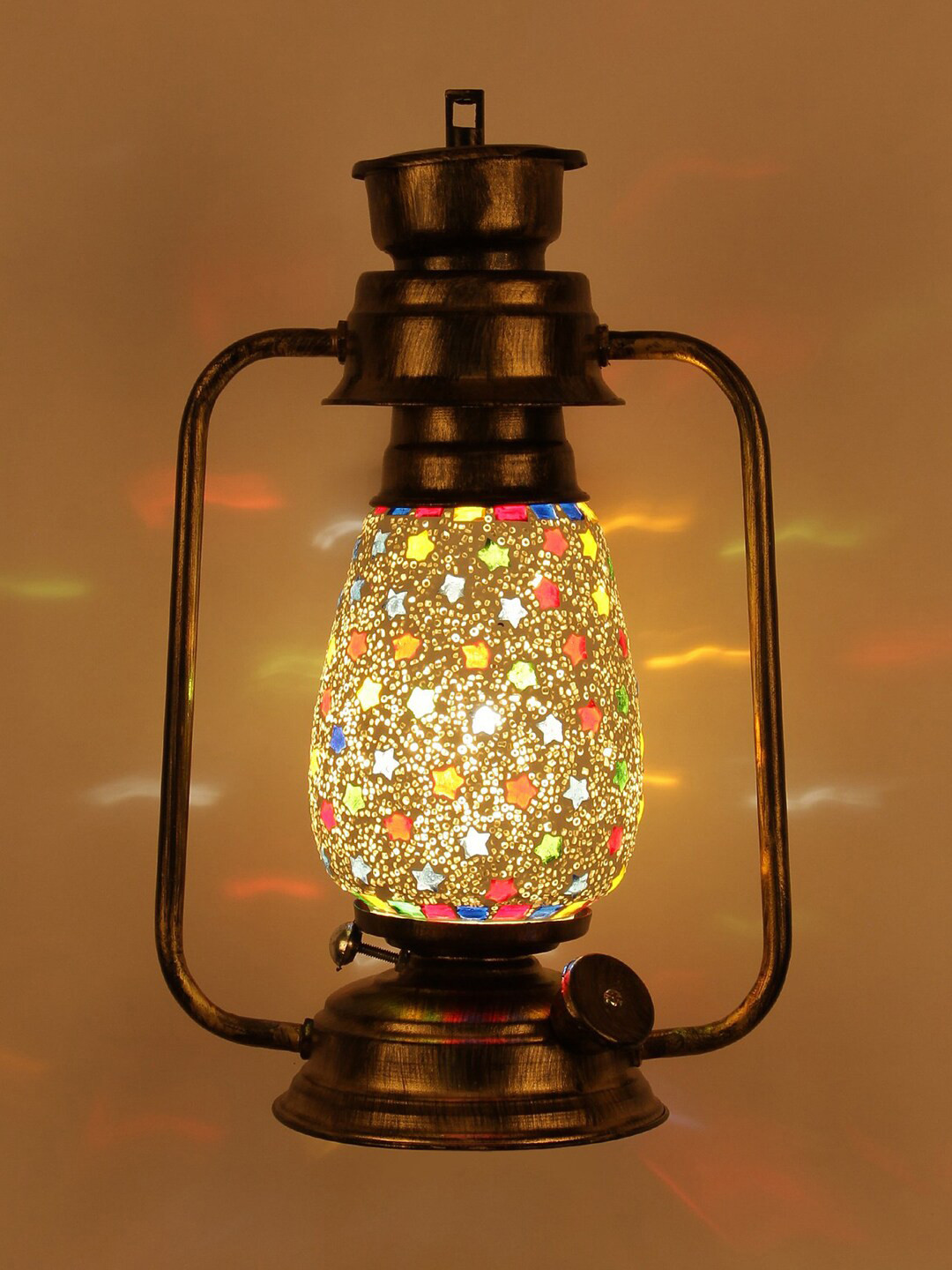 Devansh Gold Toned Antique Mosaic Glass Wall Mounted Lantern