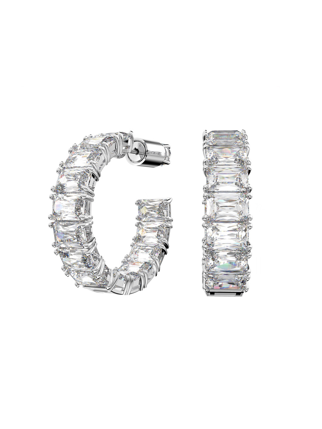 SWAROVSKI Woman White Contemporary Half Hoop Earrings