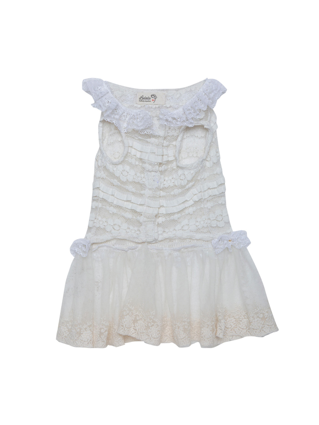 Lulala Cream Self Design Dog Frill Frock