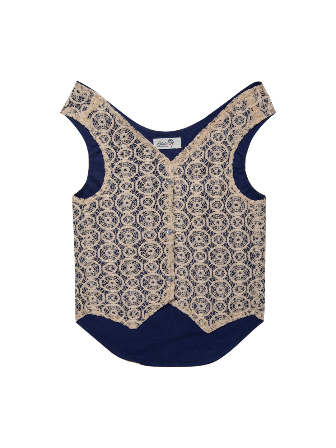 Lulala Cream Coloured & Navy Blue Printed Dog Winter Bath Gown