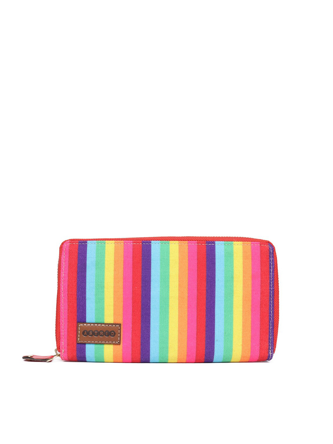 ASTRID Women Multicoloured Textured Canvas Zip Around Wallet