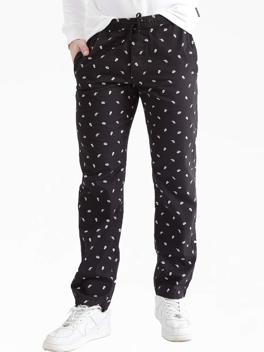 Dream of Glory Inc Men Black Printed Cotton Track Pants