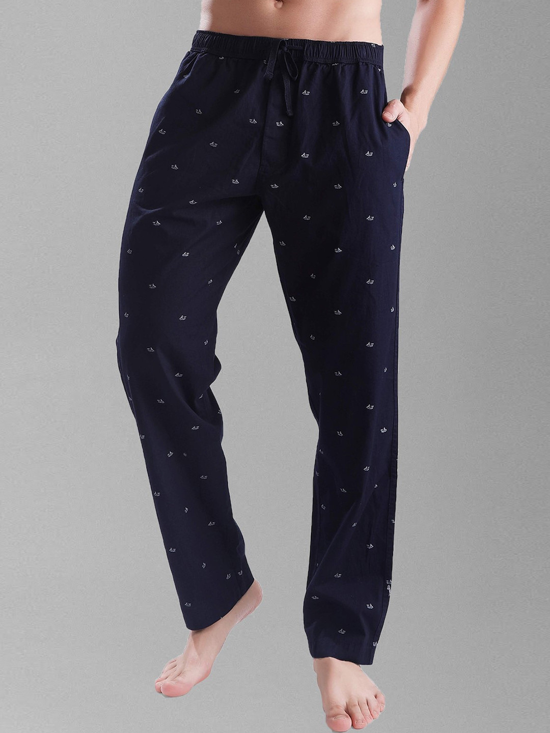 Dream of Glory Inc Men Navy Blue Cotton Printed Lounge Pants