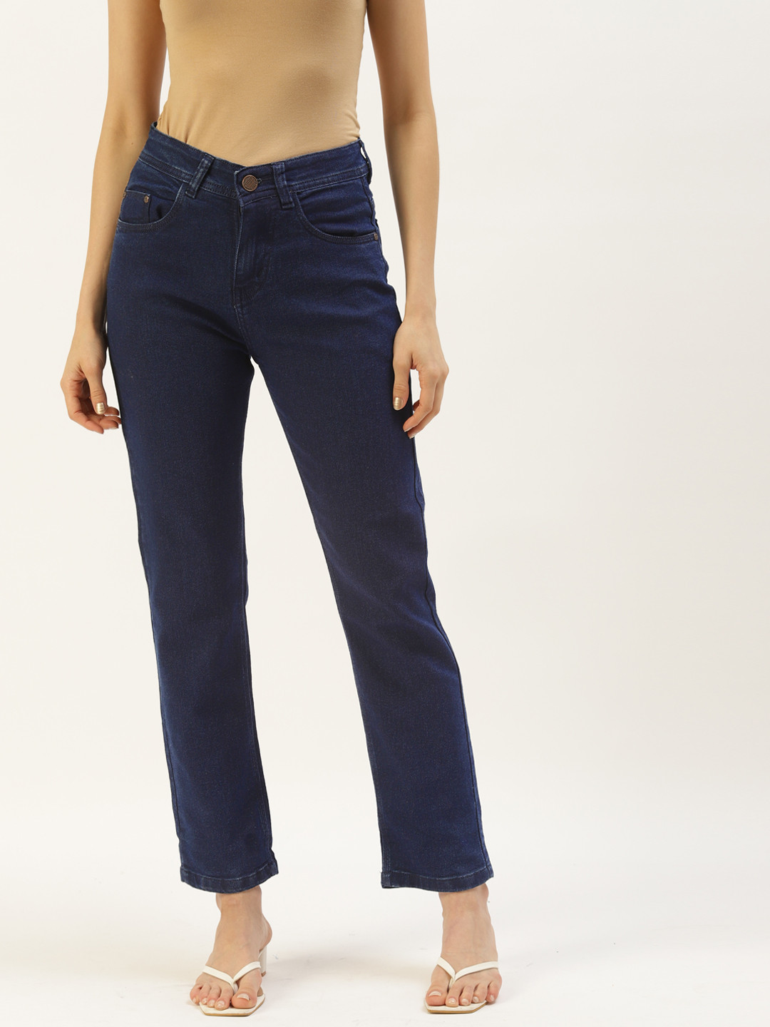 PARIS HAMILTON Women Blue Boyfriend Fit High-Rise Stretchable Jeans