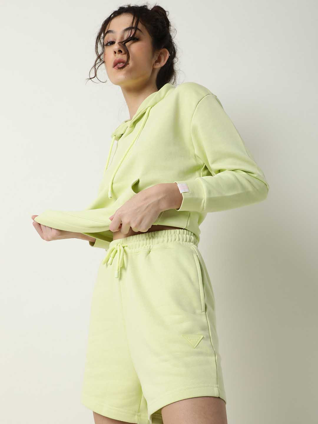 RAREISM Women Lime Green Slim Fit Shorts