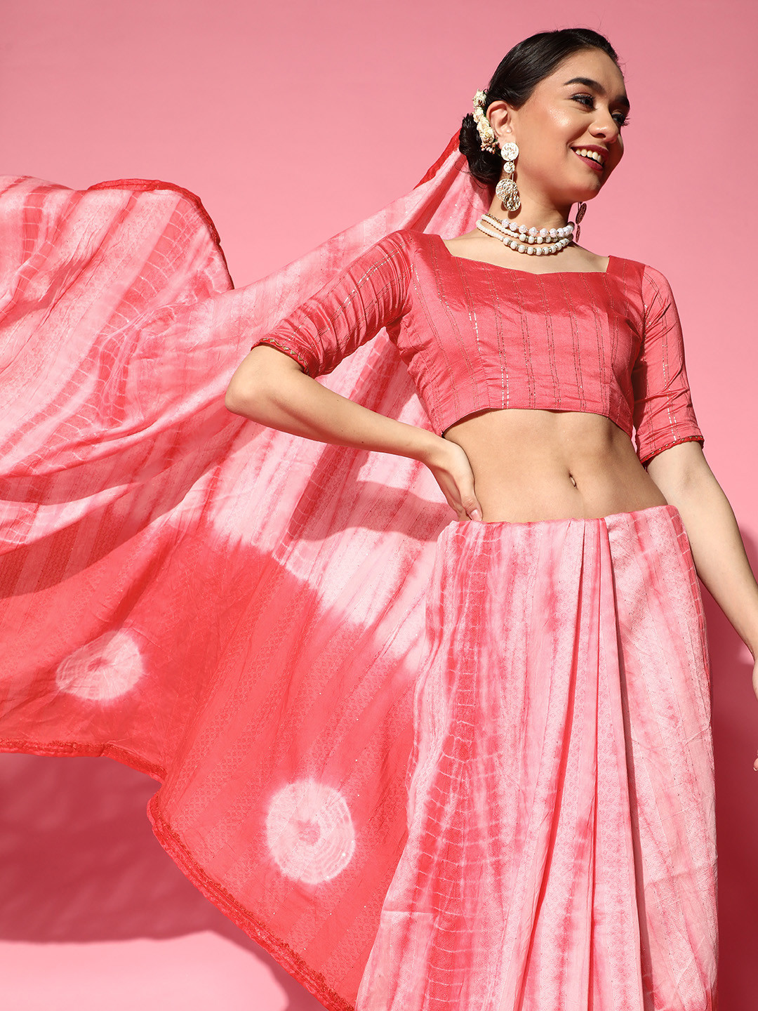 Saree mall Tie and Dye Saree with Embroidered Border