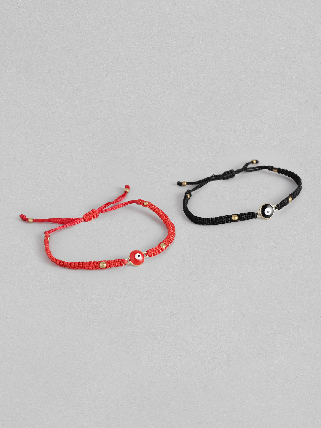 EL REGALO Unisex Pack f 2 Black & Red Charm Bracelet