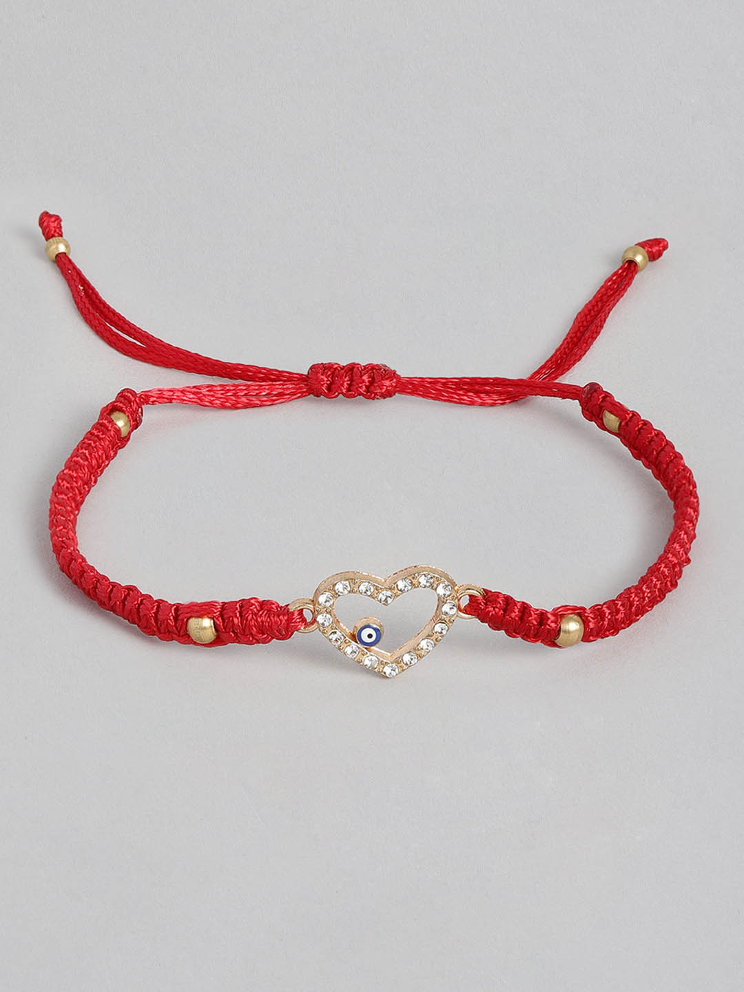 EL REGALO Unisex Gold-Toned & Red Charm Evil Eye Bracelet