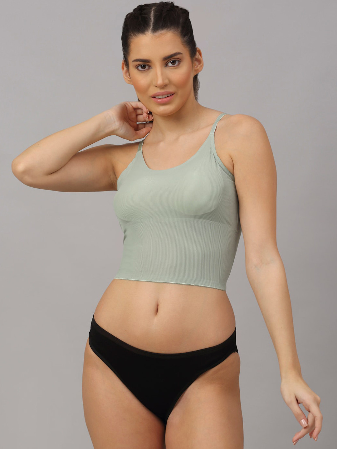 PrettyCat Women Green & Black Solid Lingerie Set PC-SET-6036