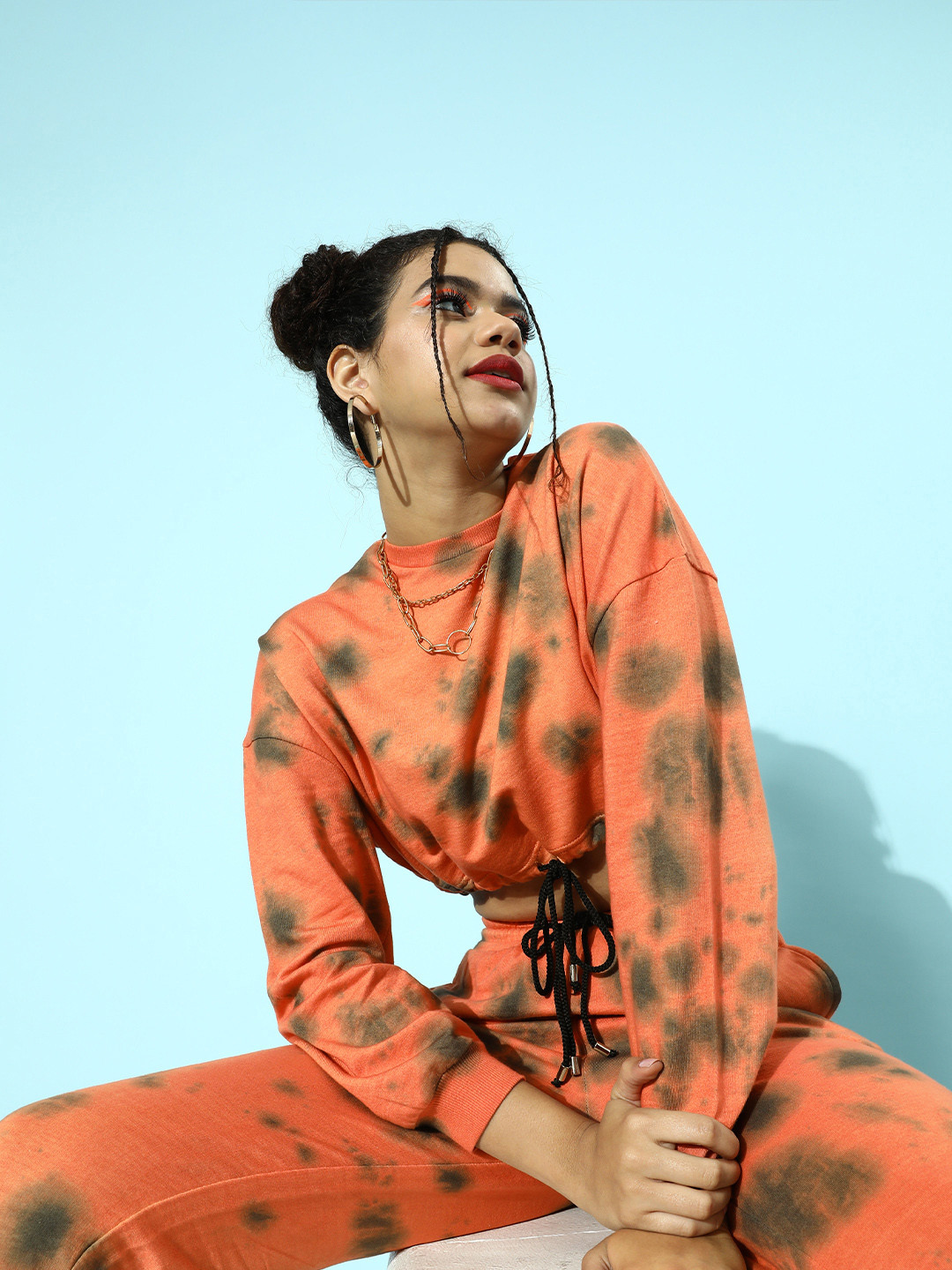 STREET 9 Women Bright Orange Printed Co-Ords