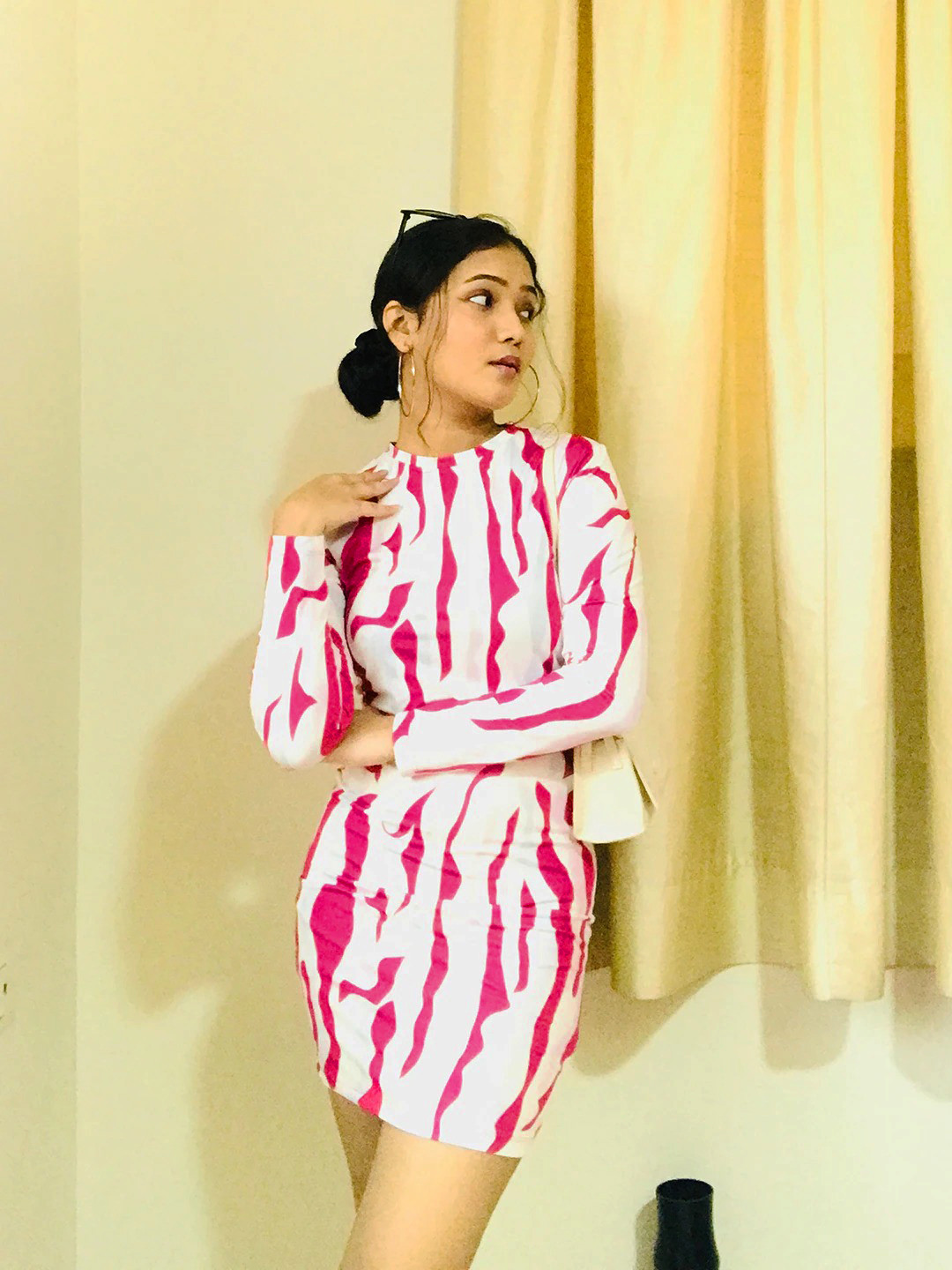 STREET 9 Women Pretty Pink Abstract Quirky Outerwear Dress