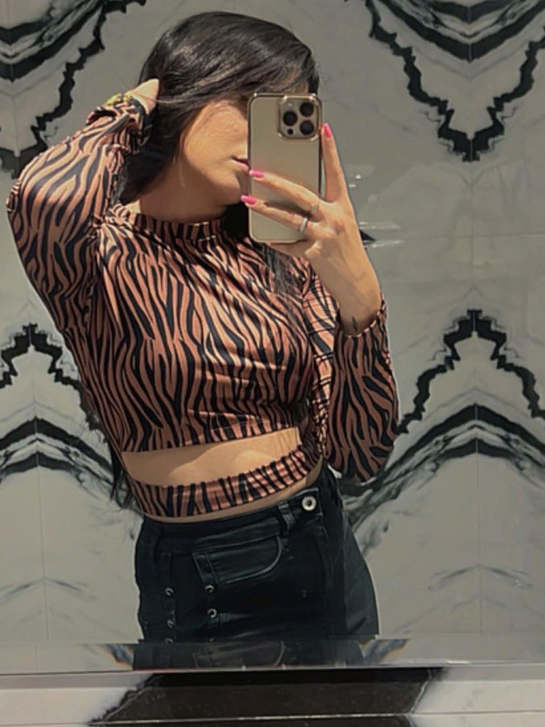 STREET 9 Women Chic Brown Animal Printed Top