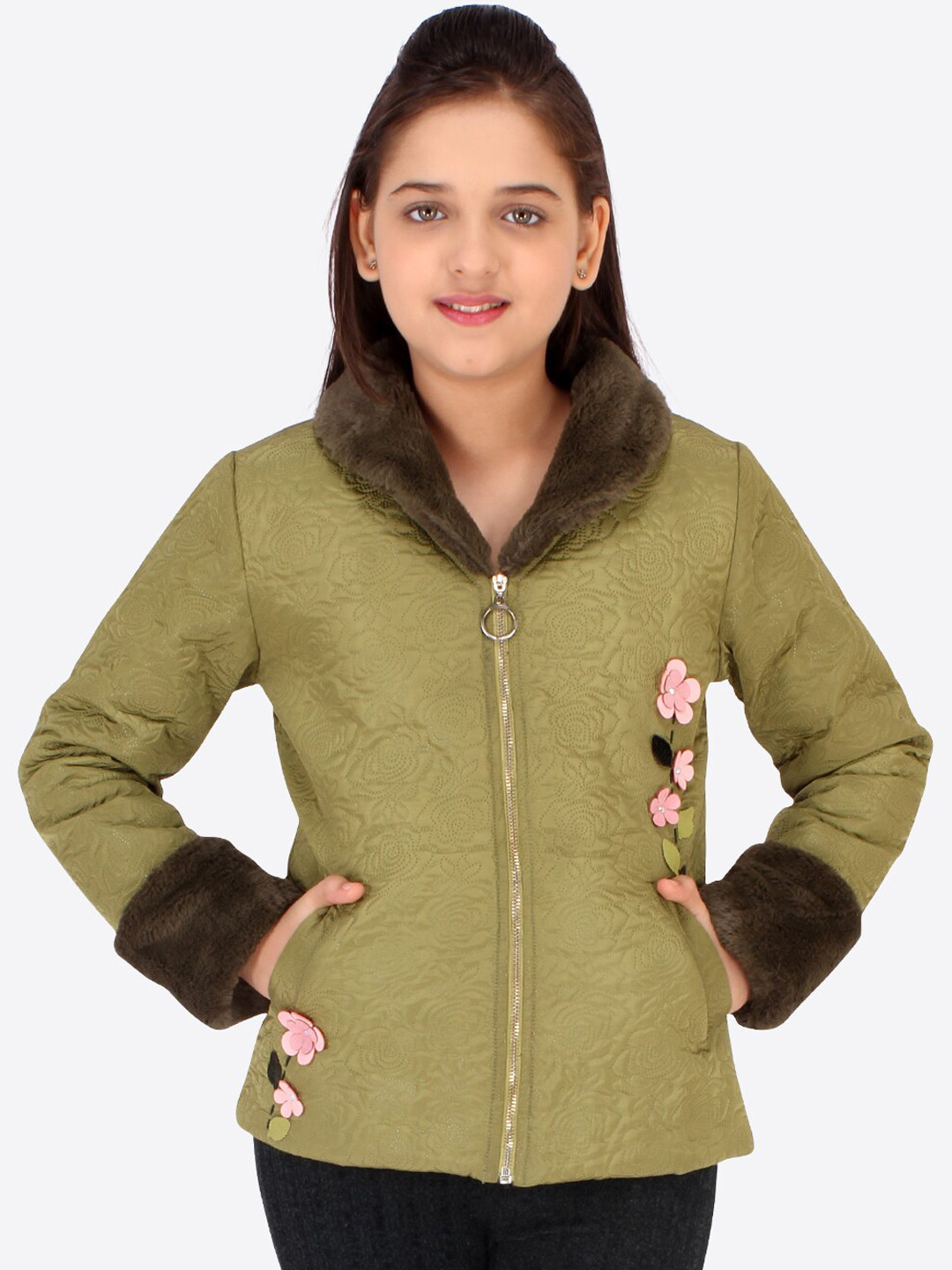 CUTECUMBER Girls Green Bomber Jacket