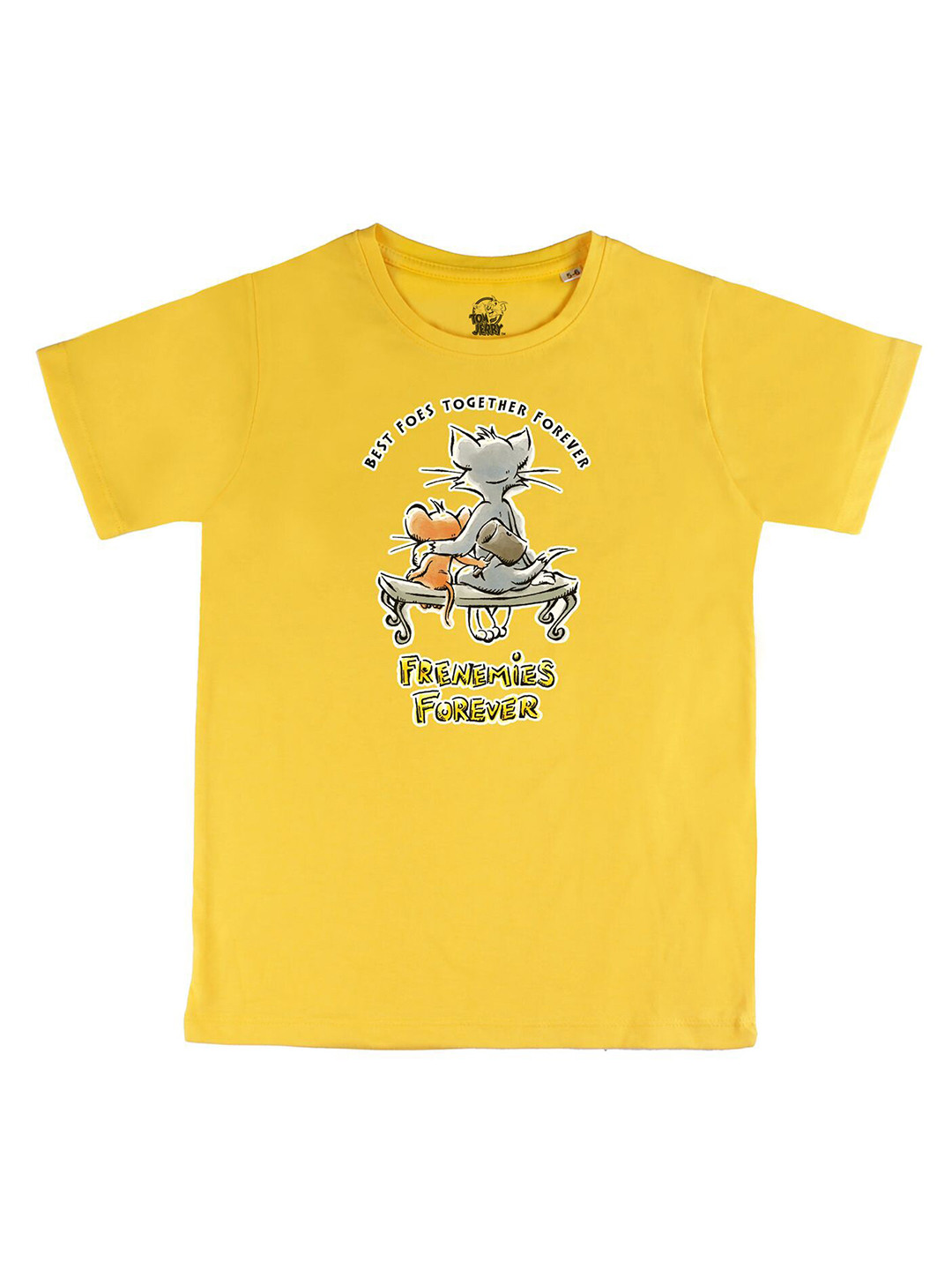 Tom & Jerry by Wear Your Mind Boys Yellow High Neck Indigo T-shirt