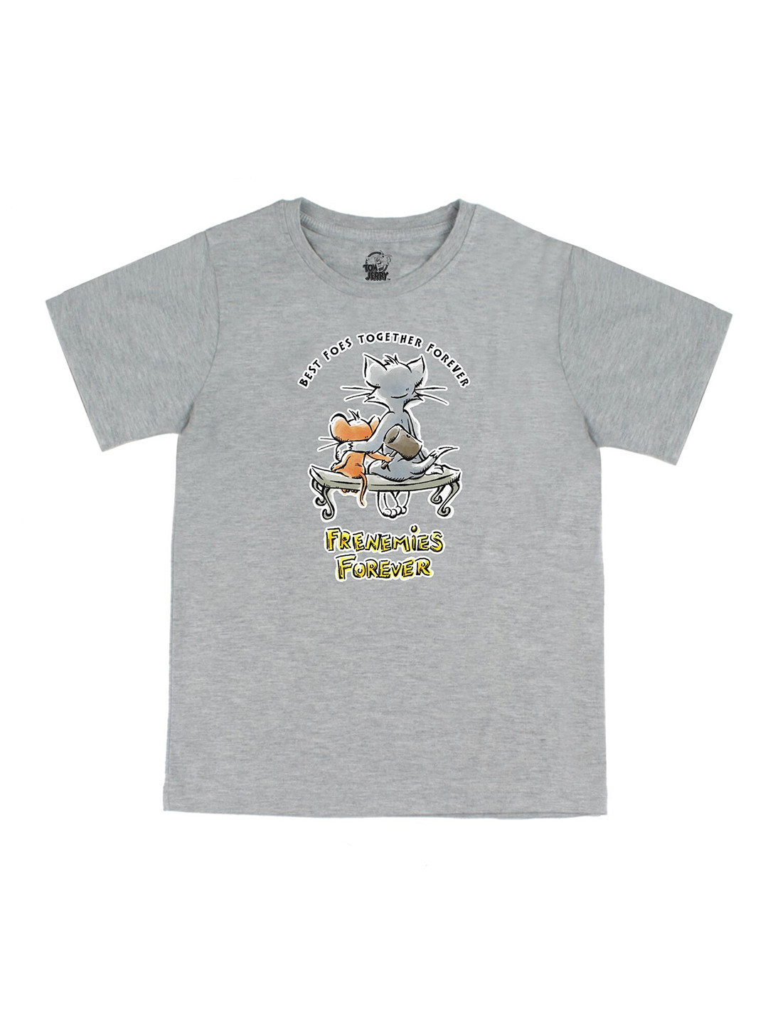 Tom & Jerry by Wear Your Mind Boys Grey Raw Edge T-shirt