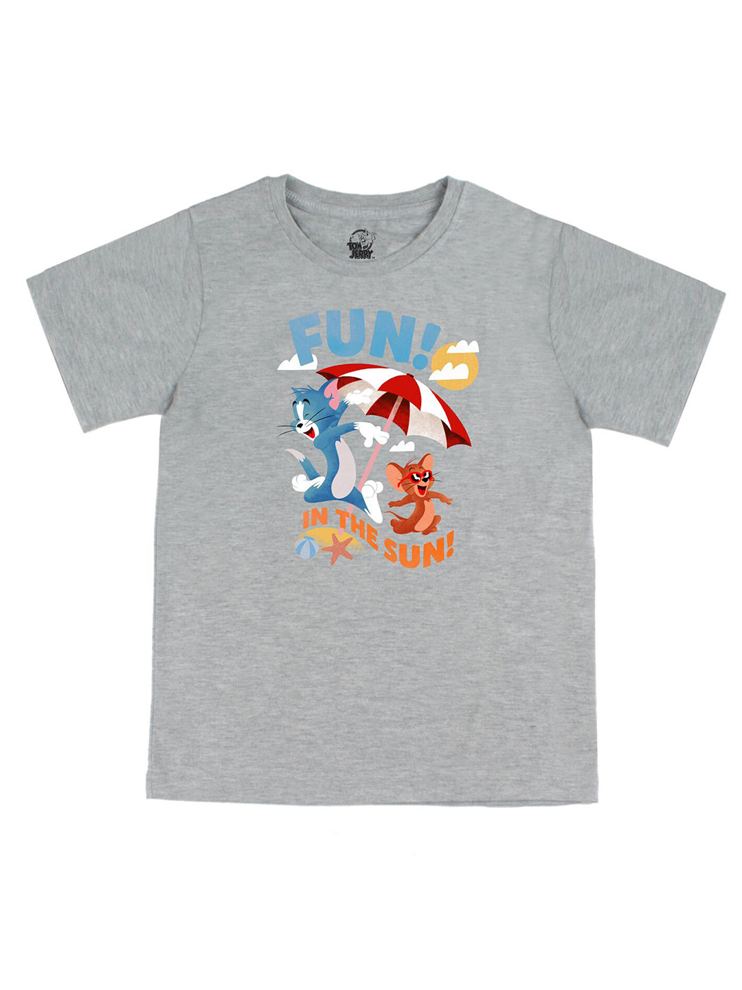 Tom & Jerry by Wear Your Mind Boys Grey & pearl blue Biker Polo Collar Raw Edge T-shirt
