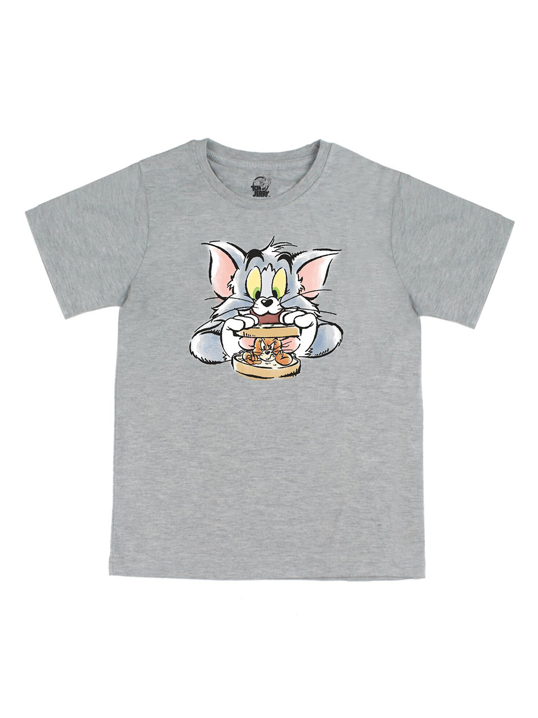 Tom & Jerry by Wear Your Mind Boys Grey Raw Edge T-shirt